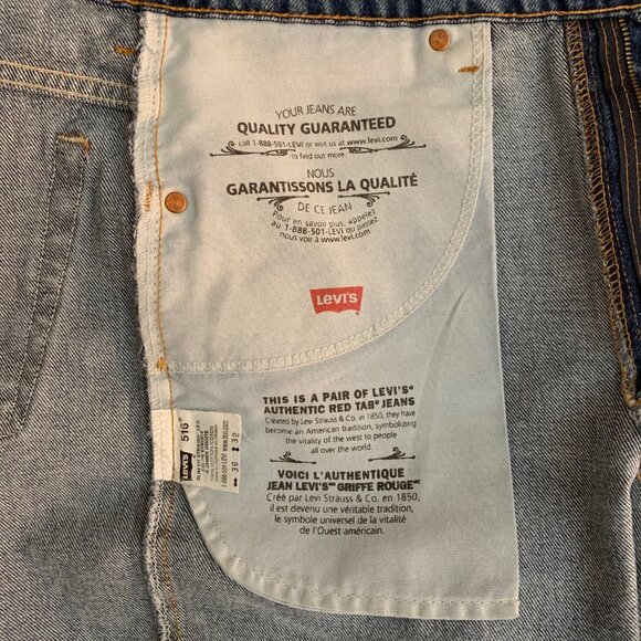 LEVI'S 516 Slim Fit Straight Leg Red Tab Men's Zip Closure Jeans - Picture 7 of 9